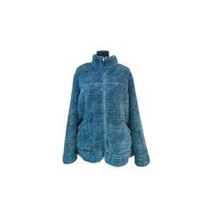 Free Country Teal Blue Zip-Up Sherpa Sweater - XL